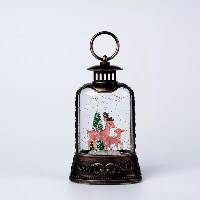 Pieni musta Lyhty Elk Snow Globe